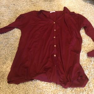 Long Sleeve, tan button up, v neck